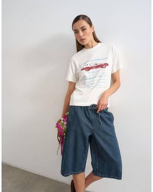 TOPSHOP 'Vintage Motor' Graphic Tee - Blue