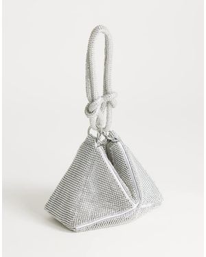 TOPSHOP Jax Small Embellished Asymmetric Grab Bag - White