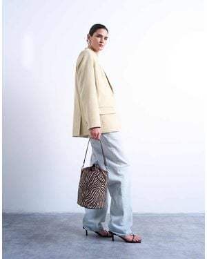 TOPSHOP Carla Large Cross Body Bucket Bag - Natural
