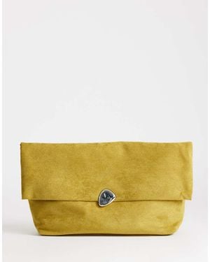 TOPSHOP Gaia Oversized Folded Clutch Bag With Hardware - Yellow