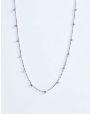 TOPSHOP Demi Chain Necklace With Rhinestones - Blue