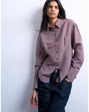 TOPSHOP Cinched Waist Shirt With Cut Away Placket - Purple