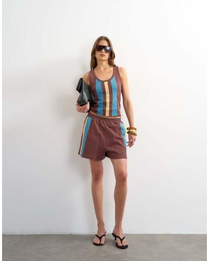 TOPSHOP Striped Shorts Co-Ord - White