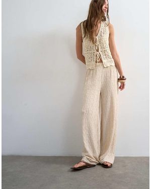 TOPSHOP Plisse Jersey Straight Leg Trousers - Multicolour