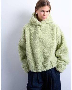 TOPSHOP Borg Oversized Hoodie - Green