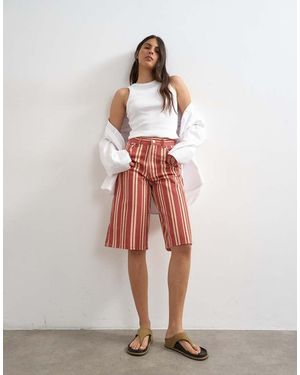 TOPSHOP Denim Bermuda Short - White