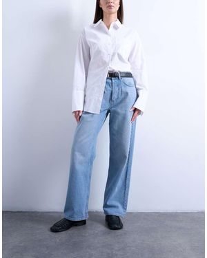Topshop Hourglass Mid Rise Loose Fit Straight Jean - Blue