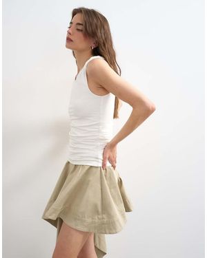 TOPSHOP Knot Detail Ruched Sides Tank Top - White