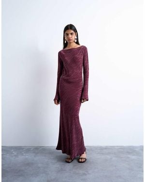 TOPSHOP Slash Neck Midi Dress - Purple