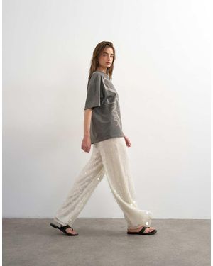 TOPSHOP Sequin Tailored Trouser - White