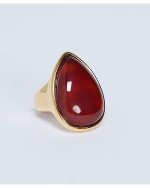TOPSHOP Remi Waterproof Stainless Steel Ring With Semi Precious Stone - Red