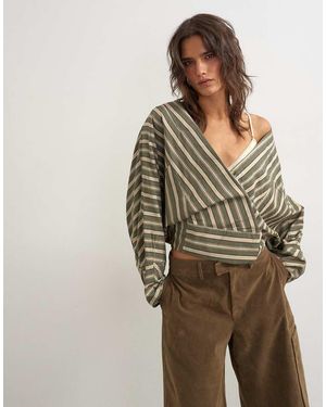TOPSHOP Oversized Shawl Neckline Wrap Top - Multicolour