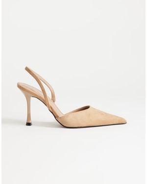 TOPSHOP Angel Faux Suede Heeled Court Shoe - Natural