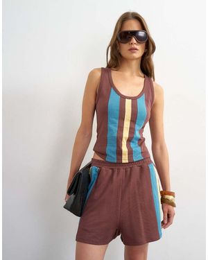 TOPSHOP Square Neck Stripe Vest Co-Ord - Blue