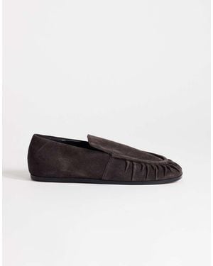 TOPSHOP Dora Real Suede Ruched Loafer - Brown