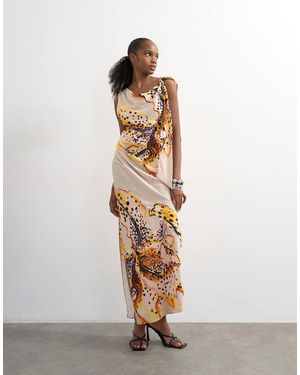 TOPSHOP Tie Neck Drape Maxi Dress - White