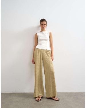 TOPSHOP Crinkle Jersey Wide Leg Trouser - White