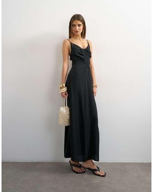 TOPSHOP Ruched Front Cami Maxi Dress - Black