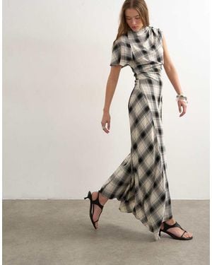 knee length dresses for ladies Rent Topshop Ruched Front Midi Dress In Red And Black Gingham main image 1