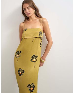 TOPSHOP Satin Lapel Bust Maxi Dress - Yellow