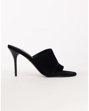 TOPSHOP Winnie Real Suede Toe Post Heeled Mule - Black