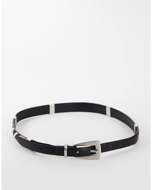 TOPSHOP Patchwork Real Leather Belt - Black