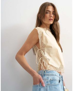 TOPSHOP Tie Side Lace Detail Top - Multicolour