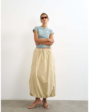TOPSHOP Poplin Bubble Hem Maxi Skirt - White