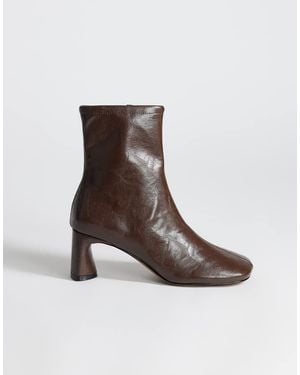 TOPSHOP Kenna Block Heel Ankle Boot - Brown