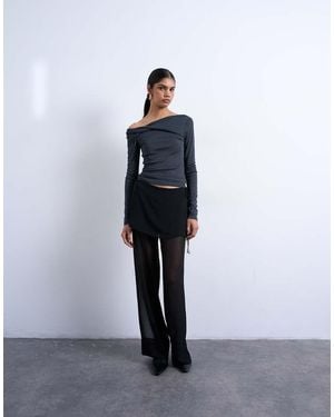 TOPSHOP Sheer Double Layer Mock Skirt Trouser - White