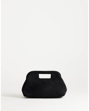 TOPSHOP Gordan Medium Suedette Clutch With Handle - Black