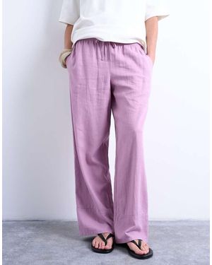 TOPSHOP Linen Straight Leg Trouser With Deep Cuff - Purple