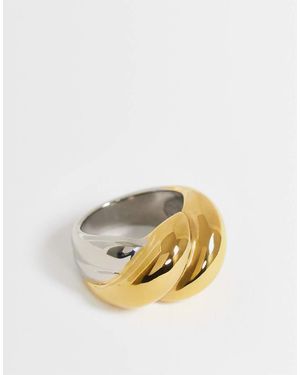 TOPSHOP Robyn Waterproof Stainless Steel Twist Detail Ring - Metallic