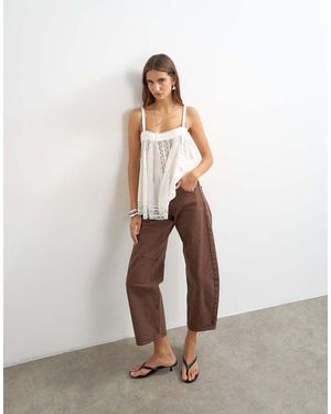 TOPSHOP Barrel Mid Rise Jean - White
