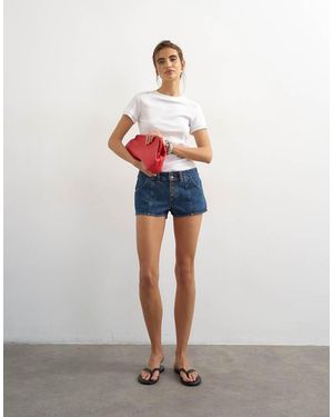 TOPSHOP Denim Button Fly Knicker Shorts - Multicolour