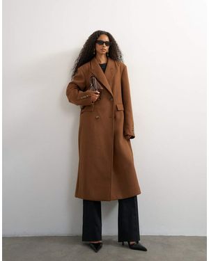 TOPSHOP Formal Double Breasted Longline Coat - Brown