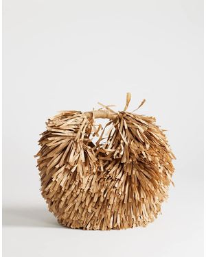 TOPSHOP Milo Medium Straw Fringe Grab Bag - Metallic
