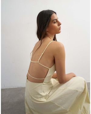 TOPSHOP Square Neck Barrel Midi Dress - Natural