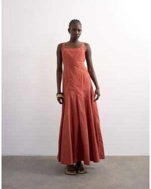 TOPSHOP Dropped Hem Full Circle Skirt Sundress - Red