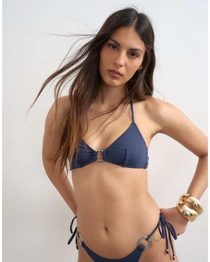 TOPSHOP Bordeaux Triangle Bikini Top - Blue