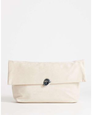TOPSHOP Gaia Oversized Suedette Clutch Bag With Hardware - Natural