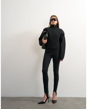 TOPSHOP Knitted Shoulder Padded Seam Detail Jacket - Black