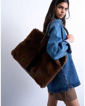 TOPSHOP Teven Faux Fur Tote Bag - Blue