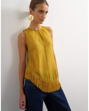 TOPSHOP Premium Organza Beaded Hem Top - Blue