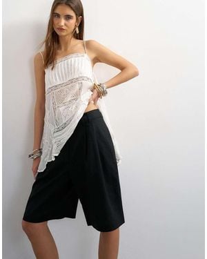 TOPSHOP Linen Bermuda Short - Black