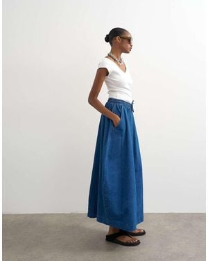 TOPSHOP Denim Pull On Barrel Skirt - Blue