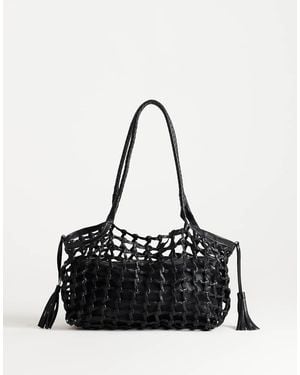 TOPSHOP Shia Medium Woven Shoulder Bag - Black
