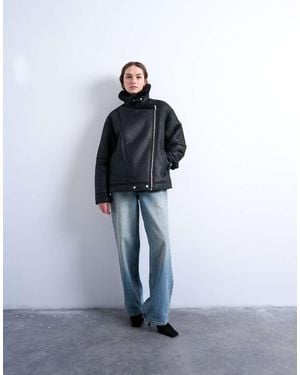 TOPSHOP Oversized Shearling Aviator - Blue