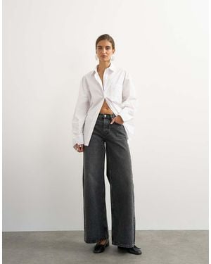 TOPSHOP Horizon Mid Rise Wide Leg Jean - White