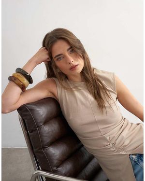 TOPSHOP Clean Ruched Tank - Brown